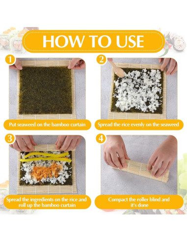 Hoolerry 24 Piezas Esteras de Bambú para Hacer Sushi