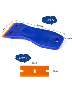 Raspador de plástico Tvkiadv con 6 piezas y 60 cuchillas 2