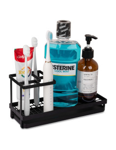 Soporte para Cepillos de Dientes Heagoale Negro Mate 4 Compartimentos