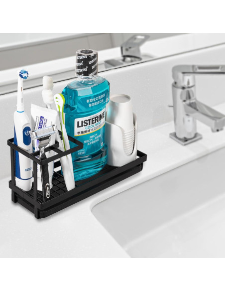 Soporte para Cepillos de Dientes Heagoale Negro Mate 4 Compartimentos
