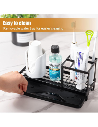 Soporte para Cepillos de Dientes Heagoale Negro Mate 4 Compartimentos