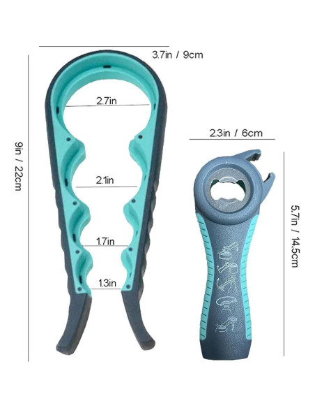 Abrebotellas 5 en 1 GZLT para Artritis - Azul