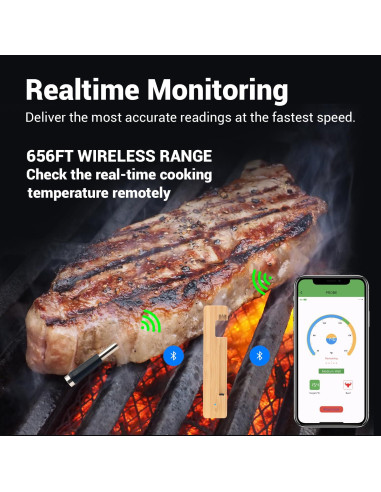Termómetro de Carne Inalámbrico AIBBQLIFE Bluetooth 5.2 IP68