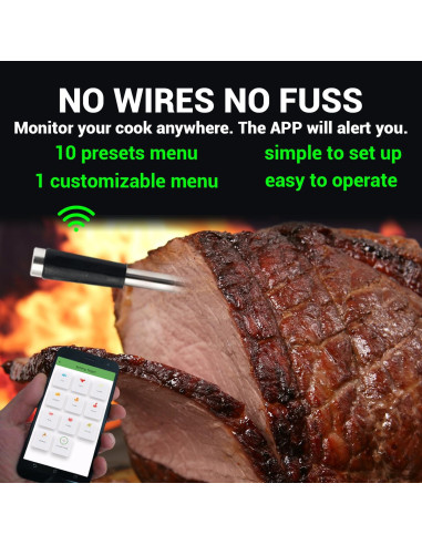 Termómetro de Carne Inalámbrico AIBBQLIFE Bluetooth 5.2 IP68