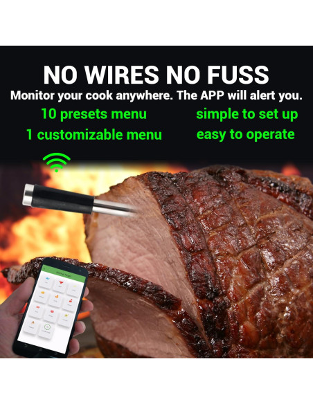 Termómetro de Carne Inalámbrico AIBBQLIFE Bluetooth 5.2 IP68