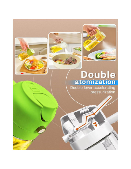 Dispensador de Aceite y Pulverizador 2 en 1 DAQJIOO 500 ml Verde