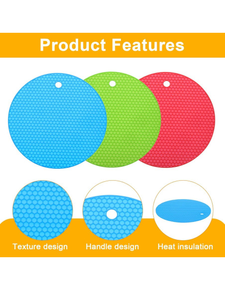 uxcell 3 Almohadillas Abridor de Tarros Silicona Antideslizantes