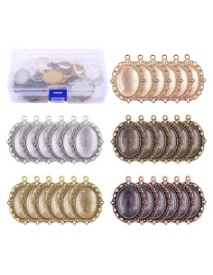 Kit de Bandejas para Colgantes Swpeet 60 Pcs - 30 Bandejas Ovaladas y Azulejos de Vidrio