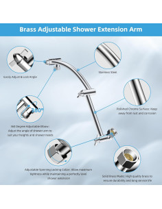 Cabezal de Ducha de Lluvia Hibbent 25,4 cm Cromo Alta Presión 2
