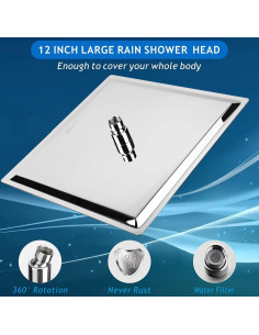 Cabezal de Ducha Voolan Cuadrado 30,48 cm Acero Inoxidable 2