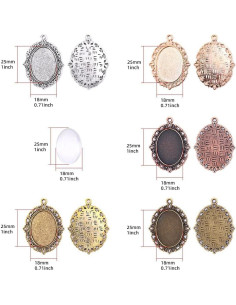 Kit de Bandejas para Colgantes Swpeet 60 Pcs - 30 Bandejas Ovaladas y Azulejos de Vidrio 2