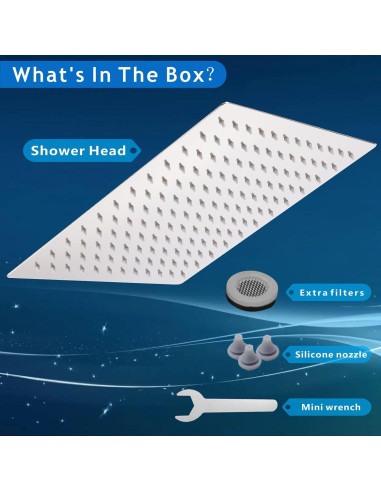 Cabezal de Ducha Voolan Cuadrado 30,48 cm Acero Inoxidable