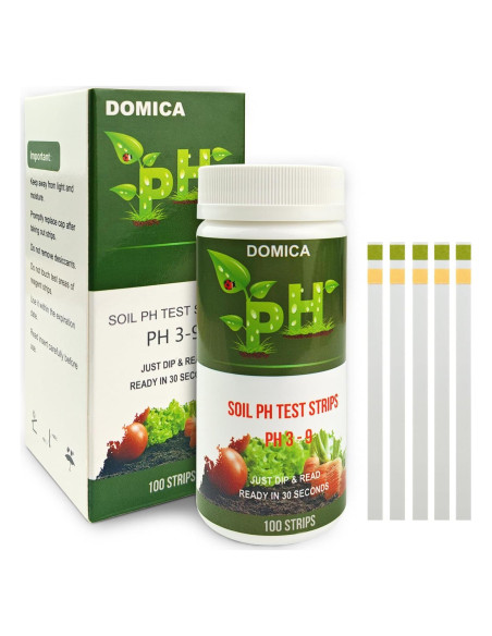 Kit de Prueba de pH del Suelo DOMICA 100 Tiras 3-9