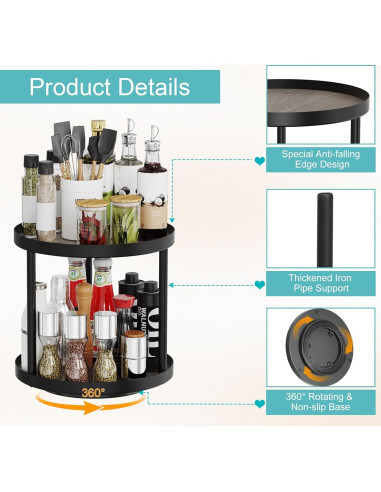 Organizador Giratorio de 2 Niveles Giikin para Especias 18x18x22 cm