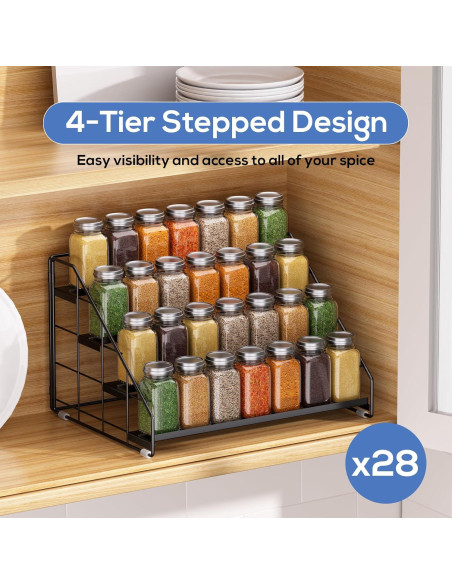 Organizador de Especias GIGIFTREE 4 Niveles Ajustable Negro Organizador de Especias GIGIFTREE 4 Niveles Ajustable Negro