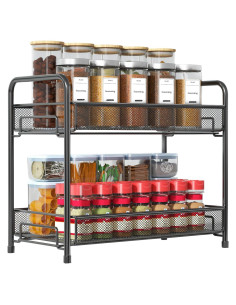 Organizador de Especias Xpatee 2 Niveles Antideslizante Negro