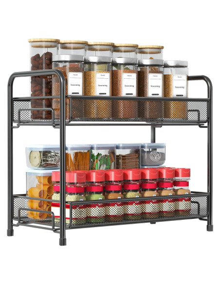 Organizador de Especias Xpatee 2 Niveles Antideslizante Negro