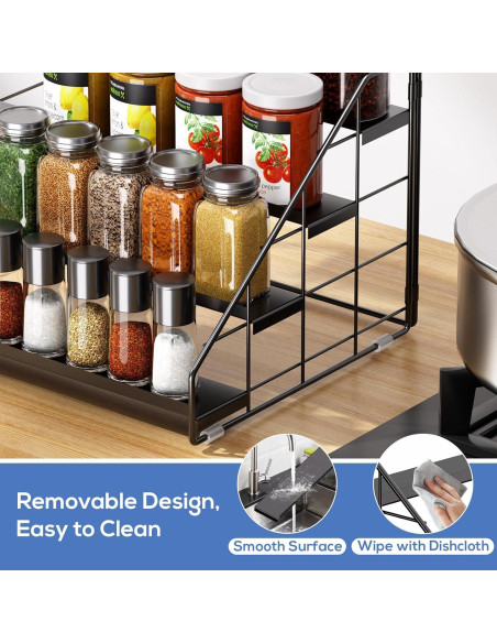 Organizador de Especias GIGIFTREE 4 Niveles Ajustable Negro Organizador de Especias GIGIFTREE 4 Niveles Ajustable Negro