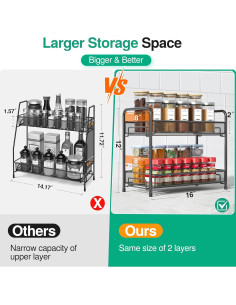 Organizador de Especias Xpatee 2 Niveles Antideslizante Negro 2
