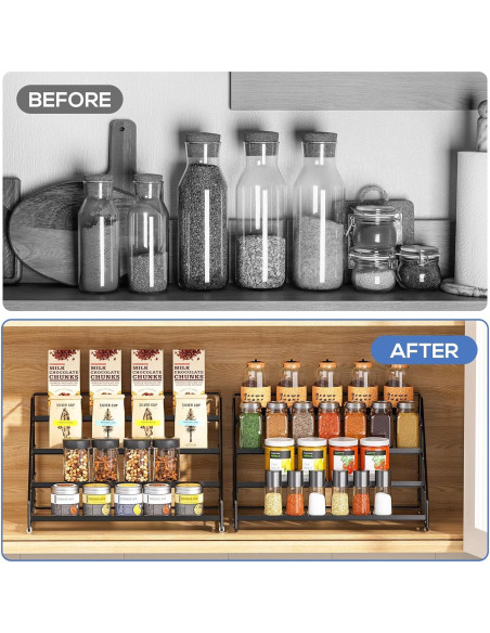 Organizador de Especias GIGIFTREE 4 Niveles Ajustable Negro Organizador de Especias GIGIFTREE 4 Niveles Ajustable Negro