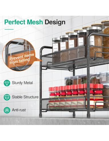 Organizador de Especias Xpatee 2 Niveles Antideslizante Negro