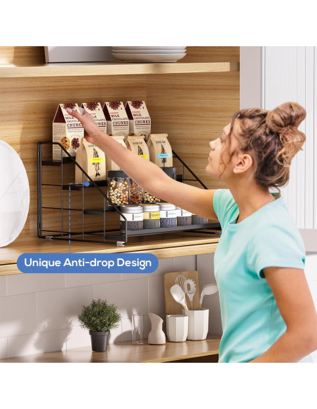Organizador de Especias GIGIFTREE 4 Niveles Ajustable Negro Organizador de Especias GIGIFTREE 4 Niveles Ajustable Negro