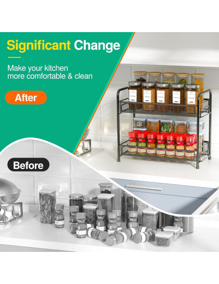 Organizador de Especias Xpatee 2 Niveles Antideslizante Negro