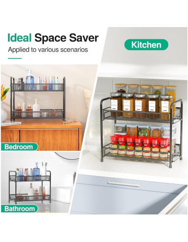 Organizador de Especias Xpatee 2 Niveles Antideslizante Negro