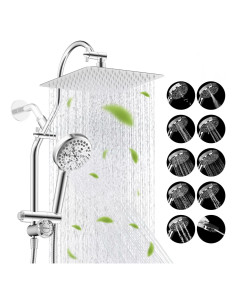 Cabezal de Ducha Hibbent 10" Todo Metal Alta Presión Cromo