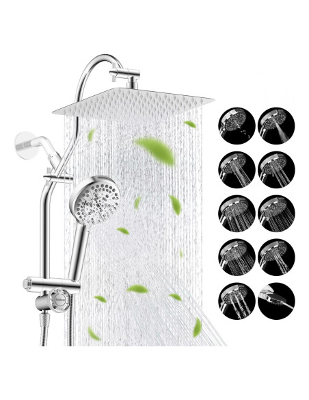 Cabezal de Ducha Hibbent 10" Todo Metal Alta Presión Cromo