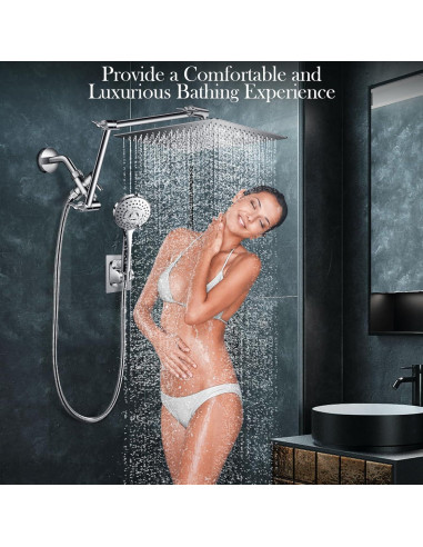Combo Cabezal de Ducha Beekim 12" Lluvia y Mano Cromo