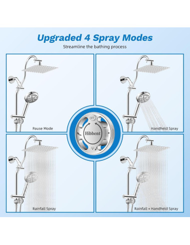 Cabezal de Ducha Hibbent 10" Todo Metal Alta Presión Cromo