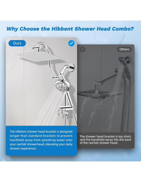 Cabezal de Ducha Hibbent 10" Todo Metal Alta Presión Cromo