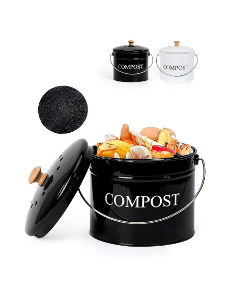 Contenedor de Compostaje Candco 3.63 kg Negro con Tapa