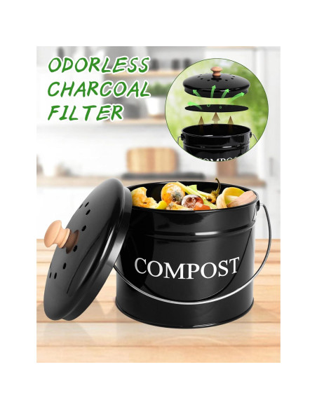 Contenedor de Compostaje Candco 3.63 kg Negro con Tapa