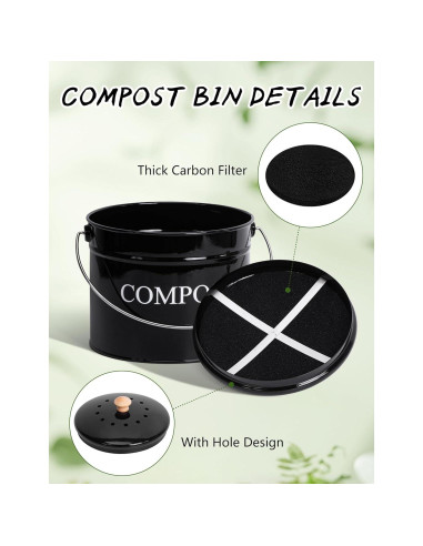 Contenedor de Compostaje Candco 3.63 kg Negro con Tapa