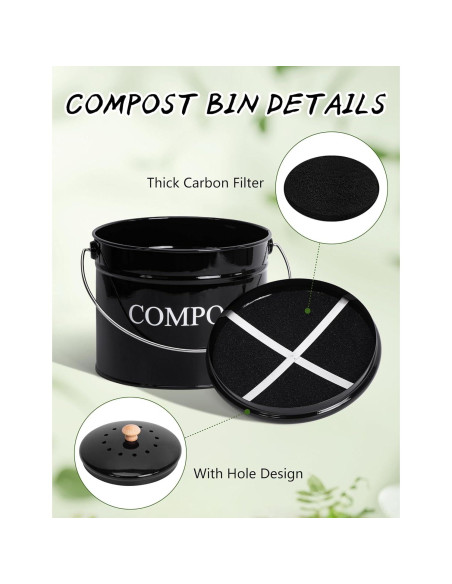 Contenedor de Compostaje Candco 3.63 kg Negro con Tapa