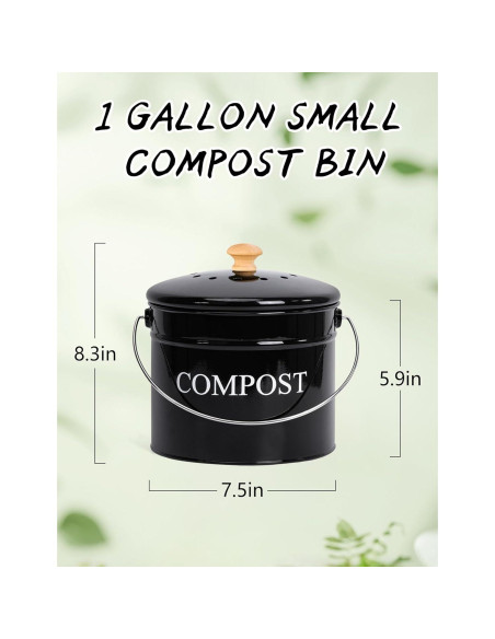 Contenedor de Compostaje Candco 3.63 kg Negro con Tapa