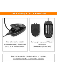 Luz de Libro LEPOWER 9 LED Regulable con Clip y USB 2