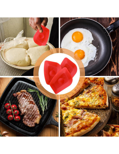 Juego de 3 Raspadores de Sartén WLLHYF Rojo Sin Rayones Juego de 3 Raspadores de Sartén WLLHYF Rojo Sin Rayones