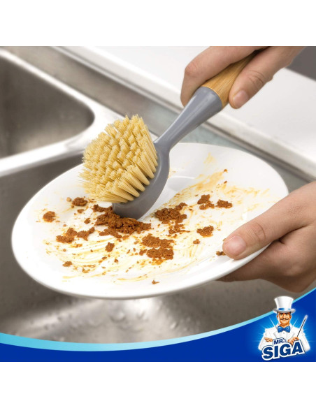 Cepillo para Platos MR.SIGA con Mango de Bambú - Paquete de 2