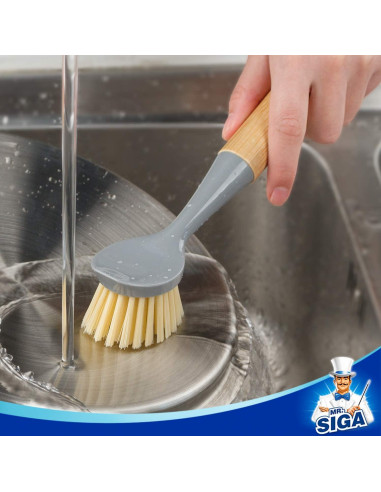 Cepillo para Platos MR.SIGA con Mango de Bambú - Paquete de 2