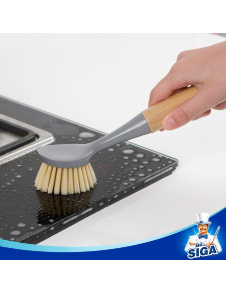 Cepillo para Platos MR.SIGA con Mango de Bambú - Paquete de 2