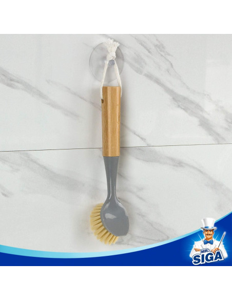 Cepillo para Platos MR.SIGA con Mango de Bambú - Paquete de 2