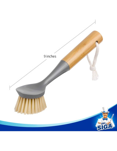 Cepillo para Platos MR.SIGA con Mango de Bambú - Paquete de 2