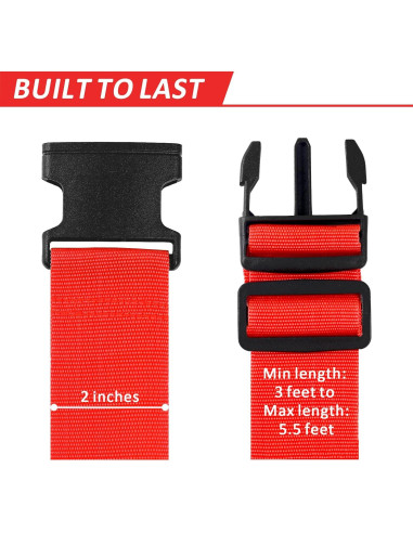 Correas de Equipaje Vivinin 4 Piezas Nylon Ajustables Rojo