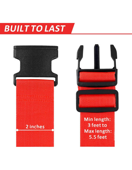 Correas de Equipaje Vivinin 4 Piezas Nylon Ajustables Rojo