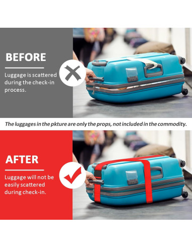 Correas de Equipaje Vivinin 4 Piezas Nylon Ajustables Rojo
