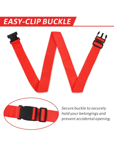 Correas de Equipaje Vivinin 4 Piezas Nylon Ajustables Rojo