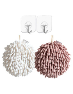 Set de 2 Toallas de Mano Microfibra WEIWODUZUN Blancas y Rosas